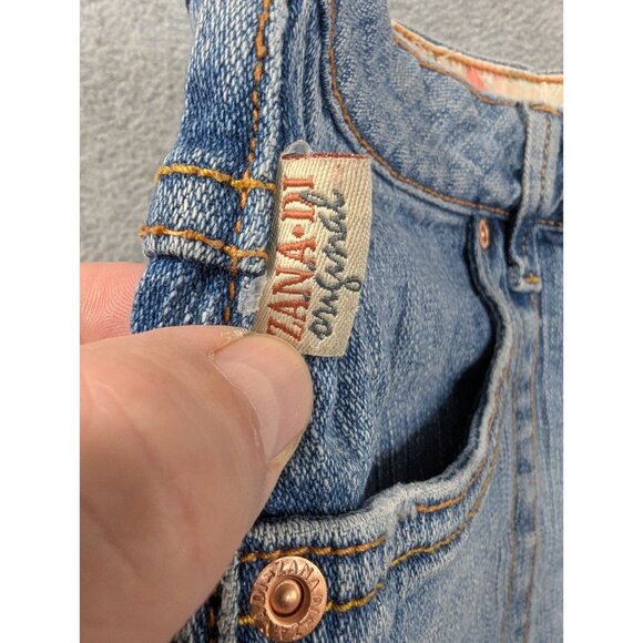 Zana Di Jeans Skirt Size 16 Blue Whiskers Flap Pockets Mini Pencile - Picture 4 of 13